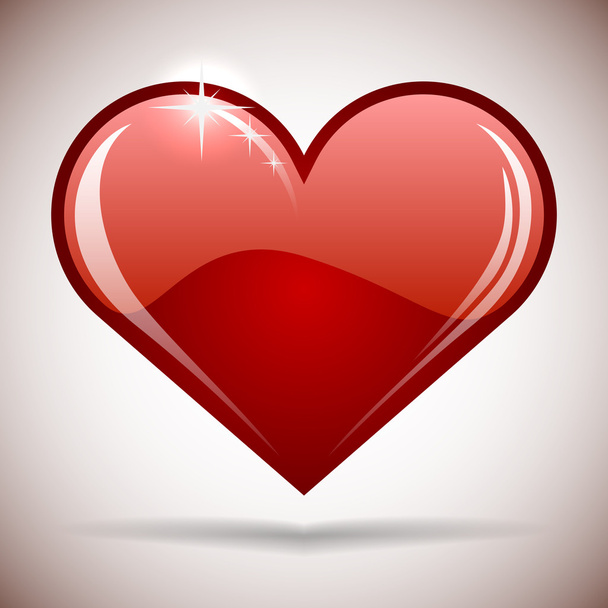 Glossy red heart icon vector illustration. - Vector, Image