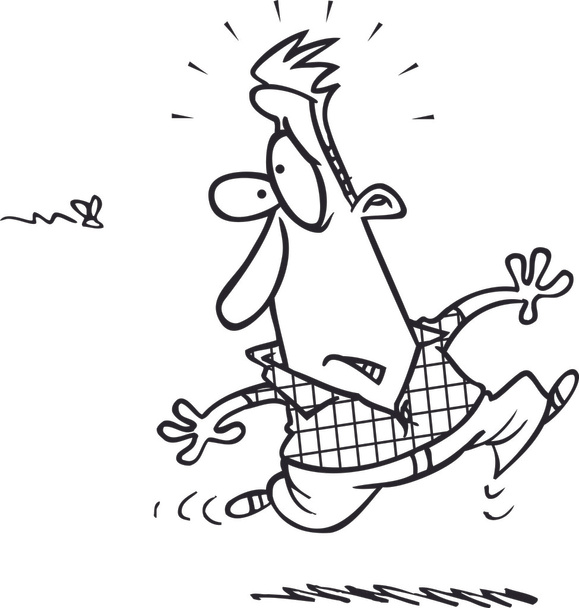Homem dos desenhos animados correndo de aswarm
 - Vetor, Imagem