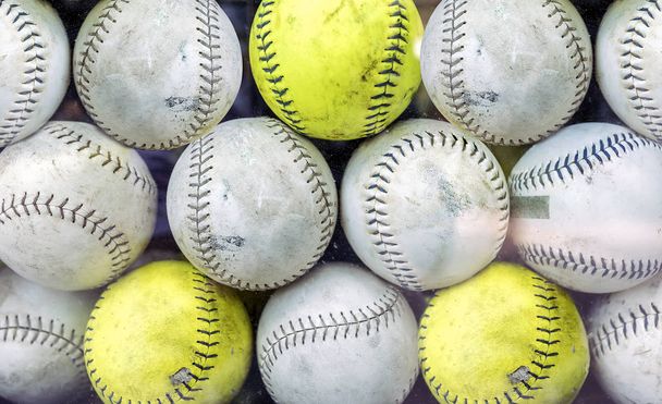 stack of dirty baseballs - Foto, Imagem