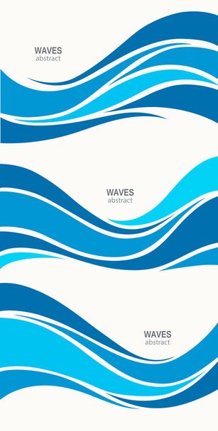 Установить морской узор со стилизованными голубыми волнами на светлой спине
 - Вектор,изображение