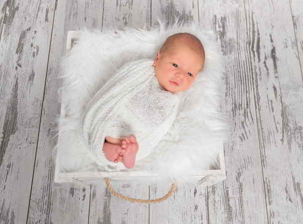 Newborn enveloped tightly, resting - Foto, Imagen