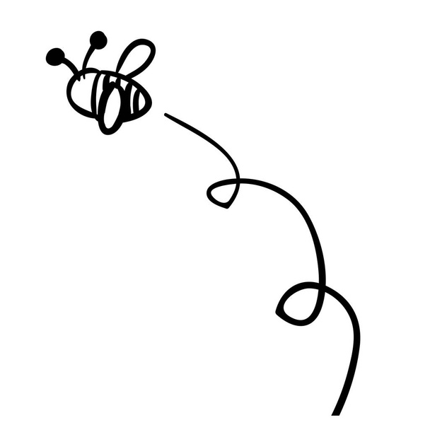 Bal arı düz simgesi uçan siluet - Vektör, Görsel