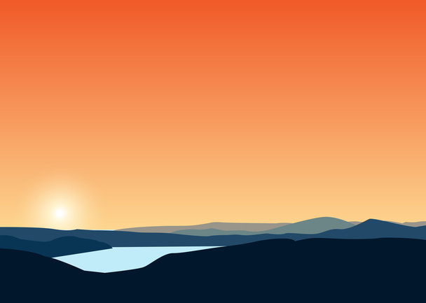 Hermoso paisaje de puesta de sol
 - Vector, Imagen
