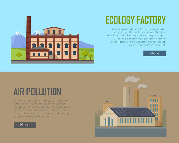 エコロジー工場や空気汚染工場バナー. - ベクター画像