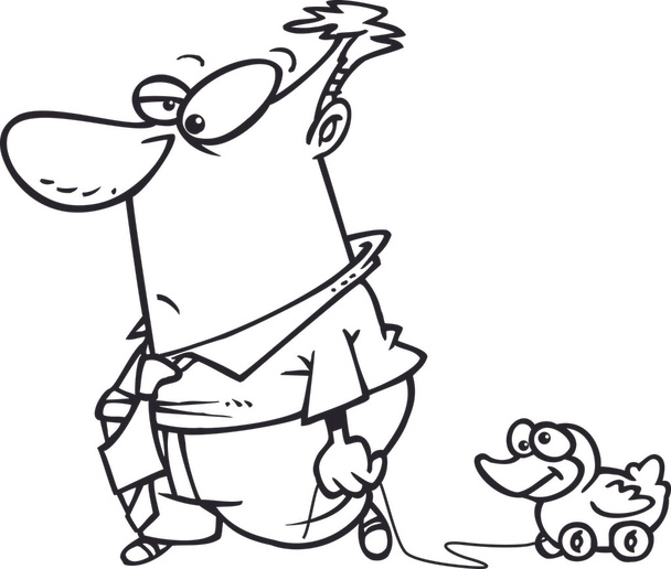 Homem dos desenhos animados com pato de borracha
 - Vetor, Imagem
