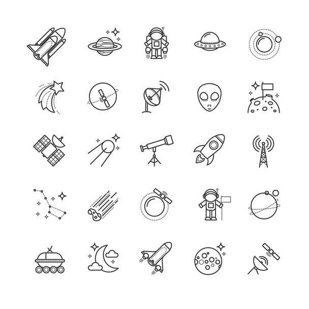 Iconos de línea delgada - espacio, conjunto de astronomía
 - Vector, imagen