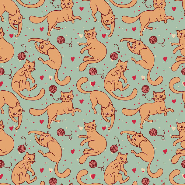 seamless pattern with cute cats - Vecteur, image