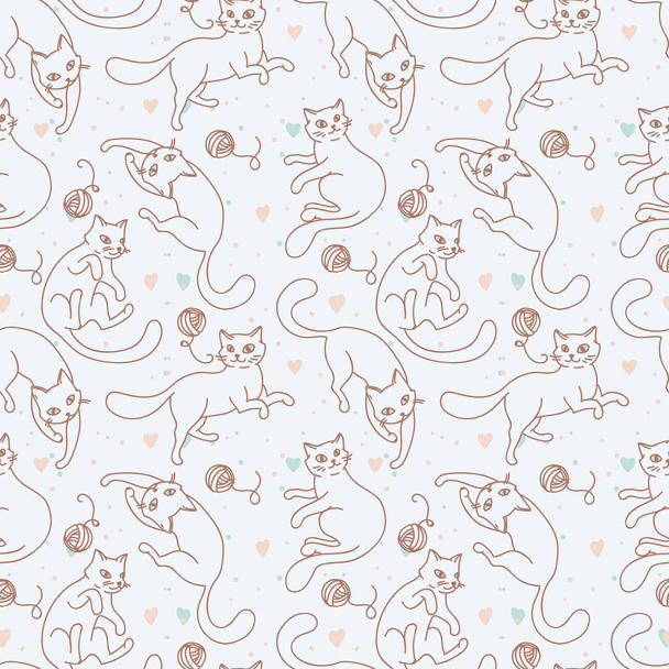 seamless pattern with cute cats - Vektor, Bild