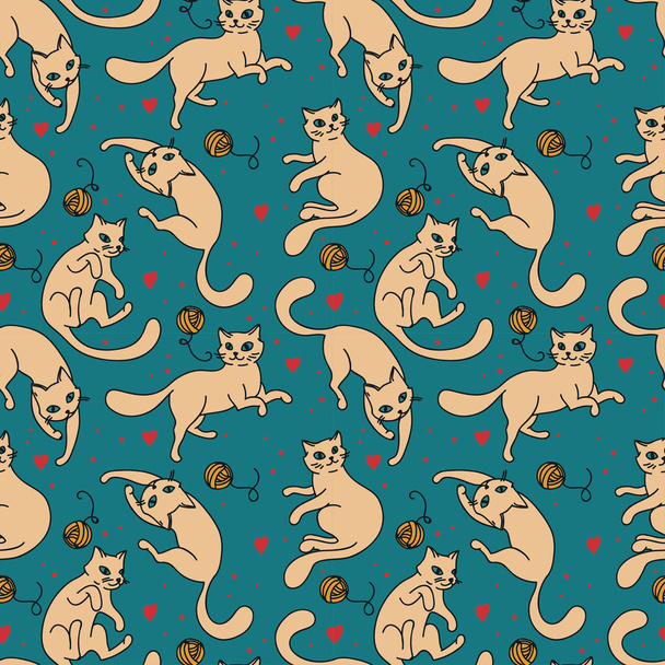 seamless pattern with cute cats - Vektori, kuva