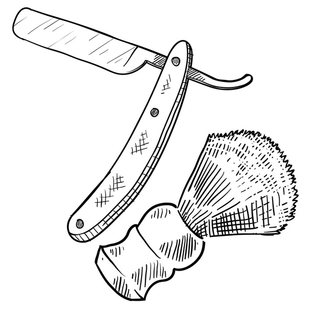 Ретро бритья элементы, включая бритву
 - Вектор,изображение