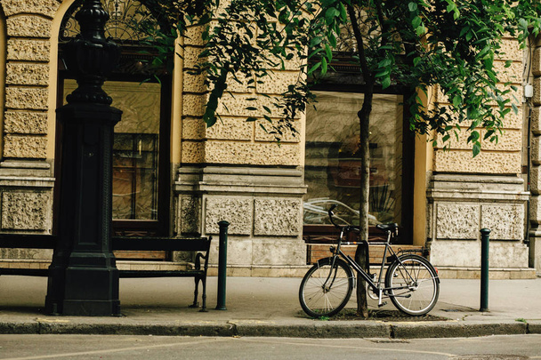 stylish parked bicycle in Budapest city - Photo, image