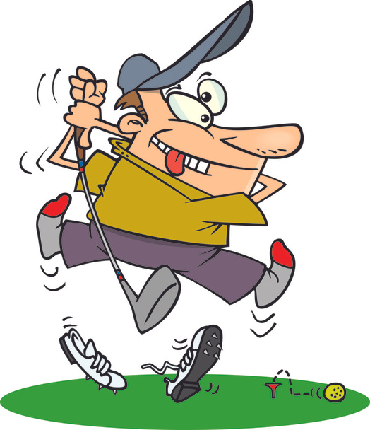 Cartoon Golfer Bad Drive - Vector, Image