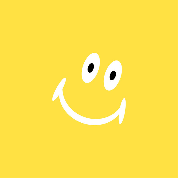 Smiling face black on yellow background - Vector, Image