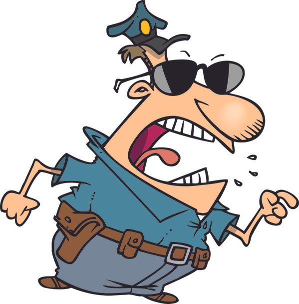 Karikatur wütender Polizist - Vektor, Bild