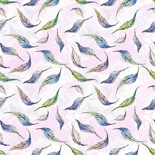 feathers, watercolor,pattern - Vetor, Imagem