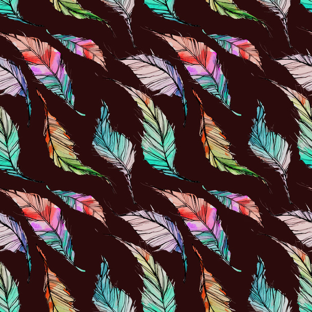 feathers, watercolor,pattern - Vector, Image