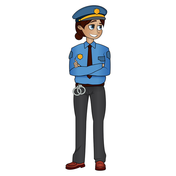 polícia mulher de pé pose
 - Vetor, Imagem
