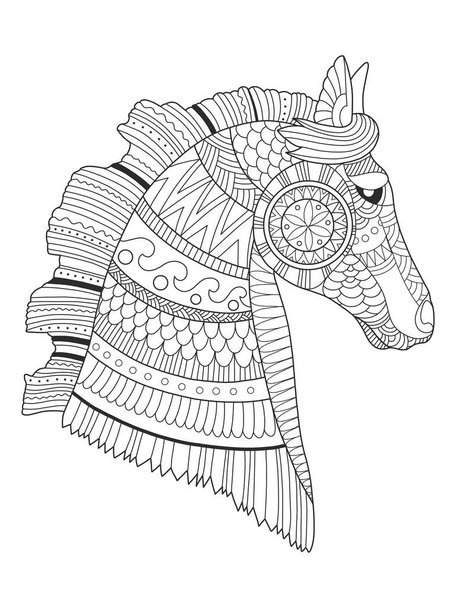 Horse coloring book vector illustration - Vecteur, image