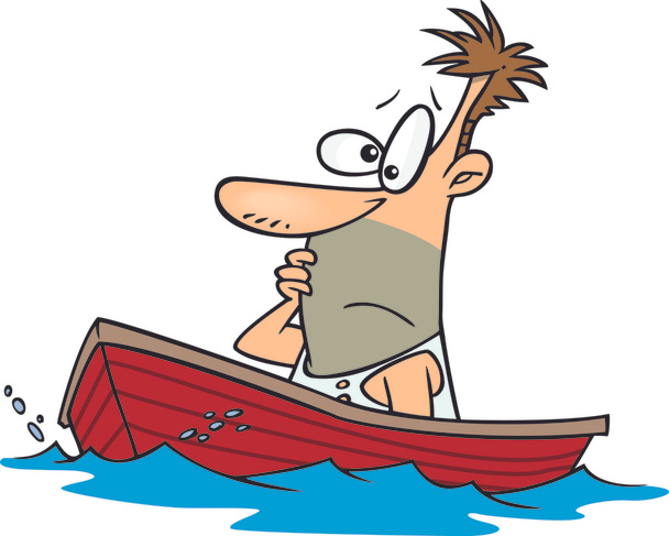 Cartoon Man Adrift - Vector, Image