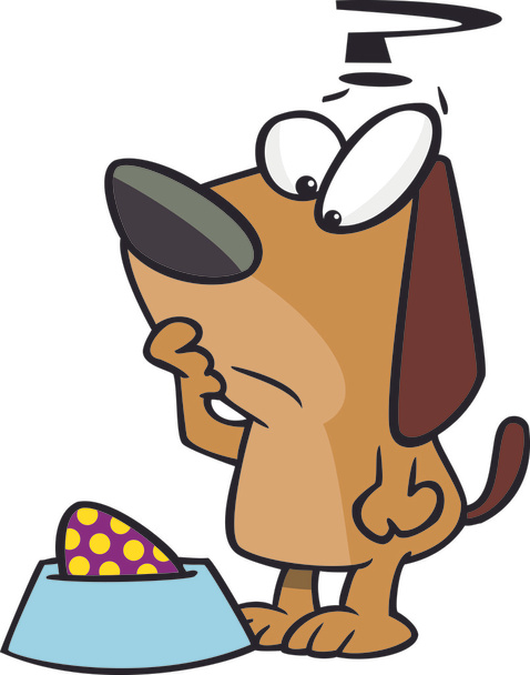 Prato de cachorro de Páscoa dos desenhos animados
 - Vetor, Imagem