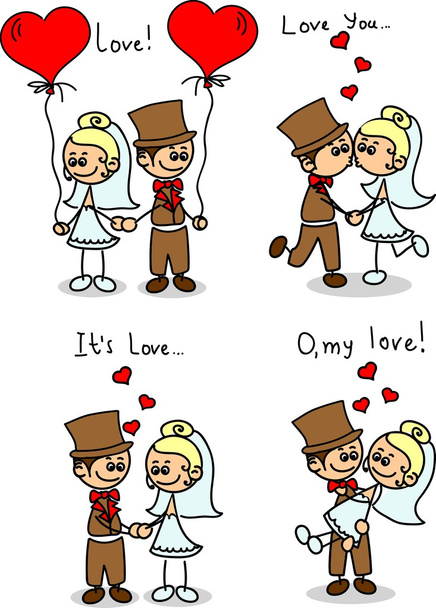 Cute love, the bride and groom - Vector, Image