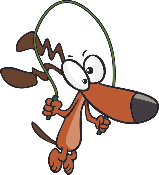 Cuerda de salto de perro de dibujos animados
 - Vector, Imagen
