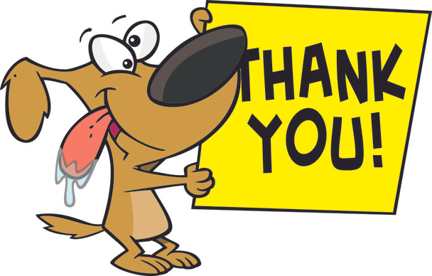 Perro de dibujos animados Thank You Sign
 - Vector, imagen