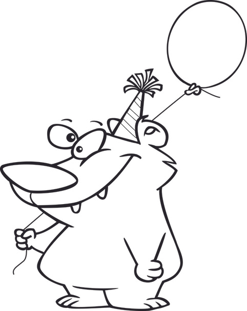 kreskówka Miś urodzinowy balon - Wektor, obraz