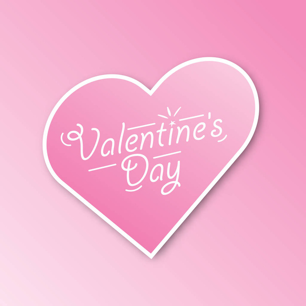 Happy Valentines Day lettering Card on gradient background. Vector illustration of a heart. - Vektor, Bild