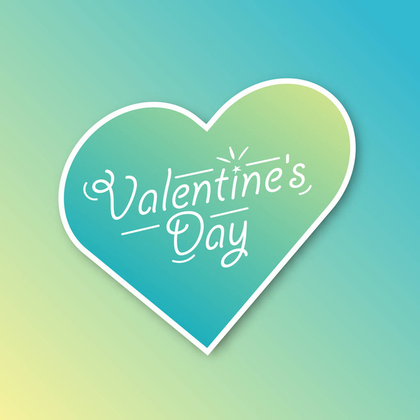 Happy Valentines Day lettering Card on gradient background. Vector illustration of a heart. - Вектор,изображение