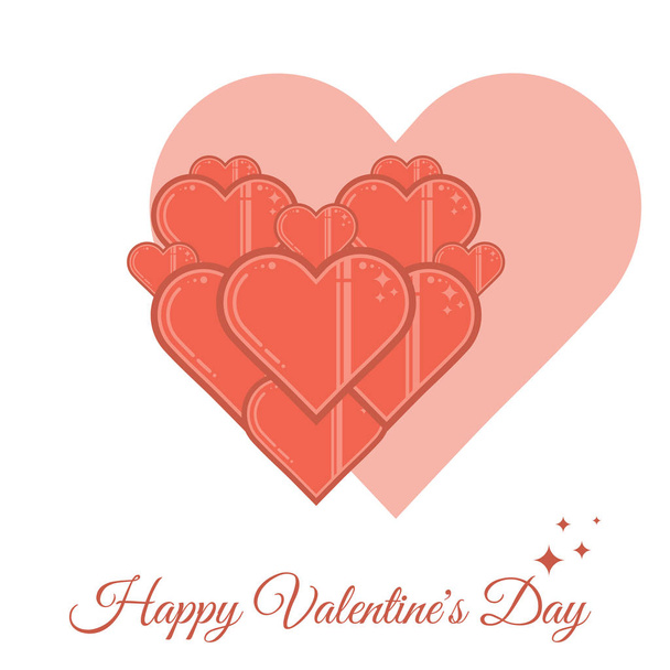 Valentine's day card, lineart style - Vektör, Görsel