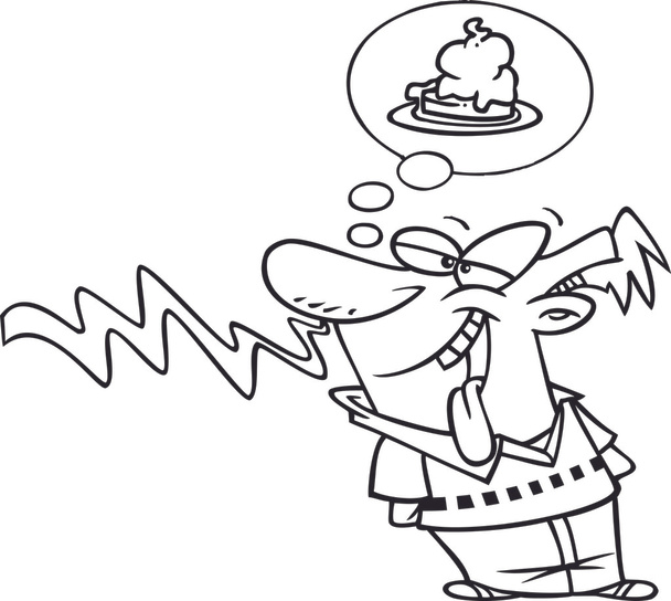 Cartoon Man Craving Dessert - Vector, Image