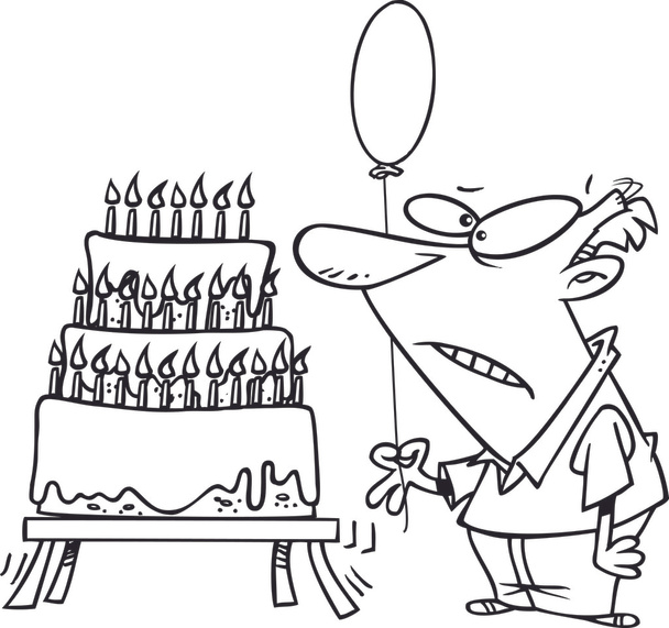 çizgi film yaşlı adam doğum günü pastası - Vektör, Görsel