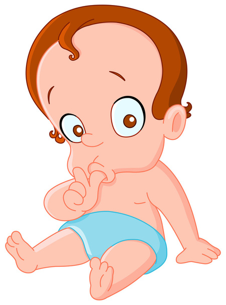 Cabello castaño bebé niño
 - Vector, Imagen