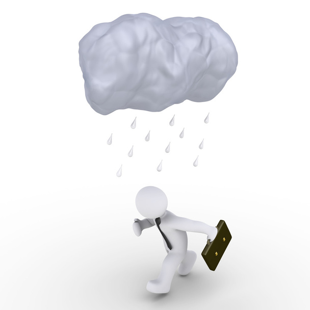 Regen fällt auf laufenden Geschäftsmann - Foto, Bild