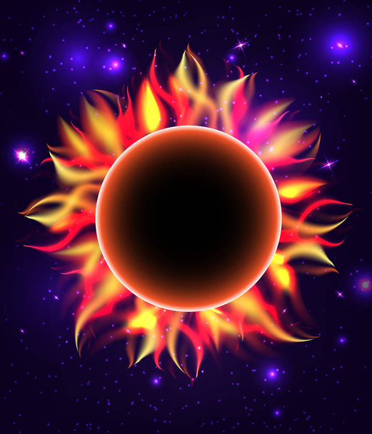 Round fiery frame with stars - Vektor, kép