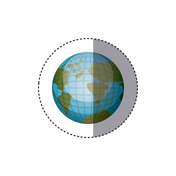 sticker aarde kaart wereld in 3d - Vector, afbeelding