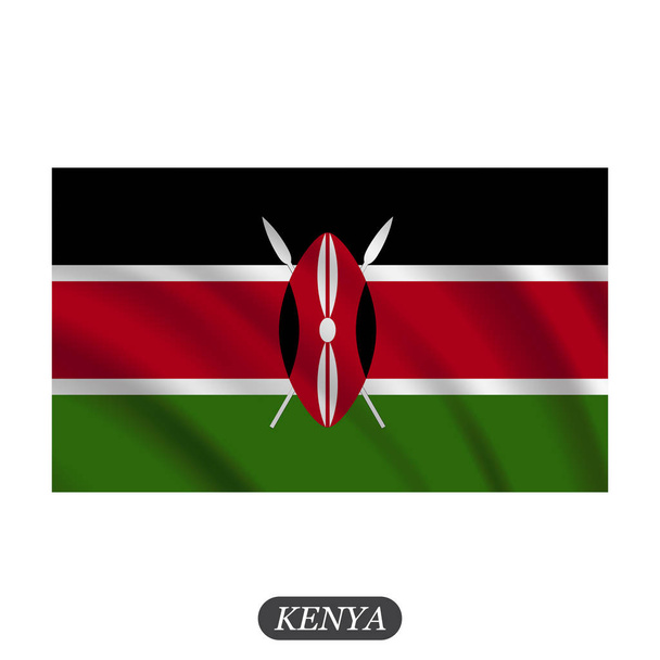 Macha flagą Kenii na białym tle. Ilustracja wektorowa - Wektor, obraz