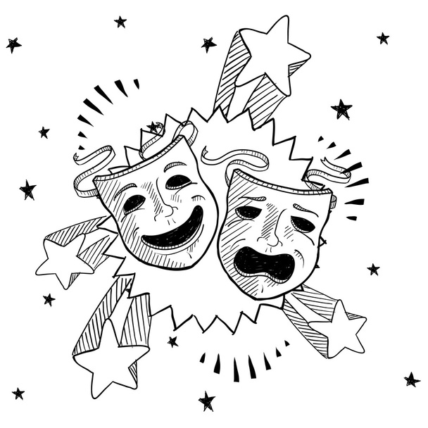 Theater masks sketch - Vector, Image