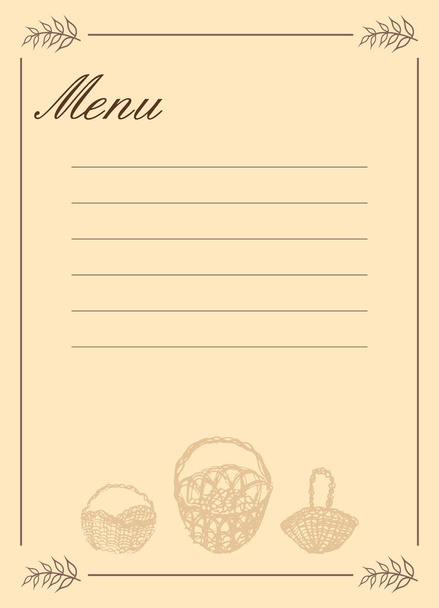 Template of restaurant menu with baskets - Vector, imagen