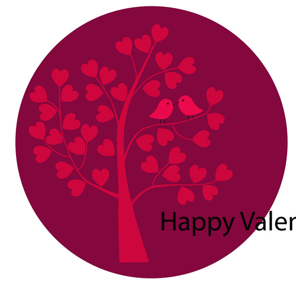 San Valentín tortolitos par en árbol
  - Vector, imagen