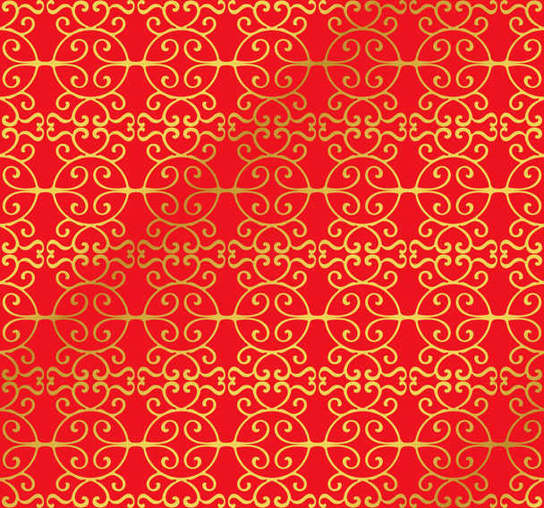 Απρόσκοπτη χρυσή κινέζικα φόντο γύρος σπείρα σταυρό καρέ - Διάνυσμα, εικόνα