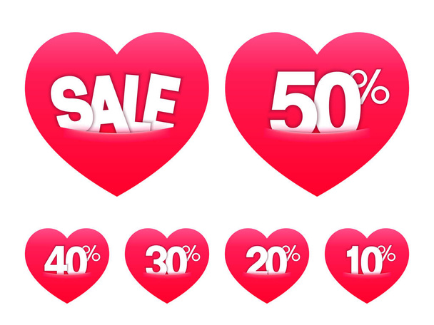 Valentines Day Sale Stickers - Vector, Image