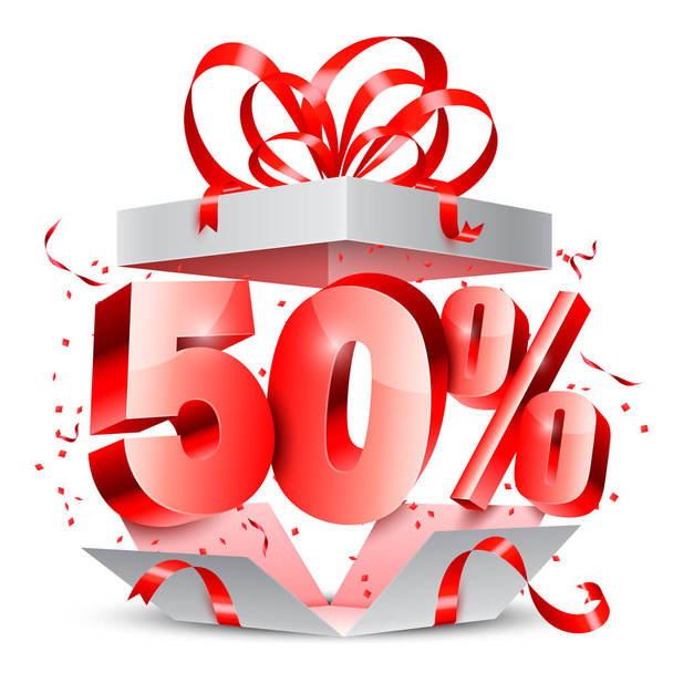 Fifty Percent Discount Gift - Wektor, obraz