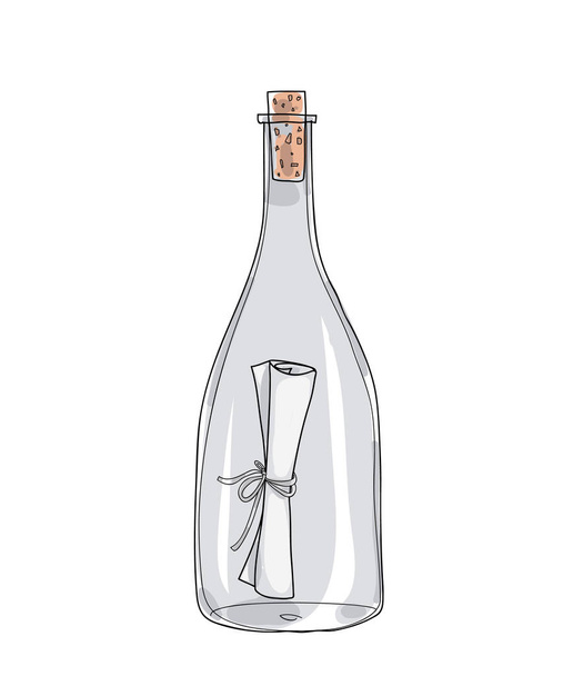 Flaschenpost als handgezeichneter Vektor niedliche Abbildung 6 - Vektor, Bild