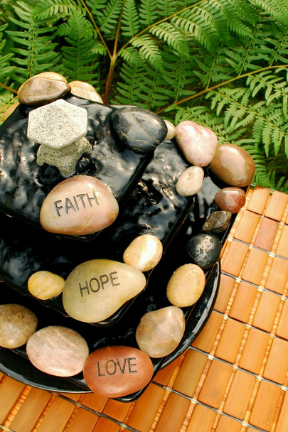Glaube Hoffnung Liebe Zen inspirierter Brunnen - Foto, Bild