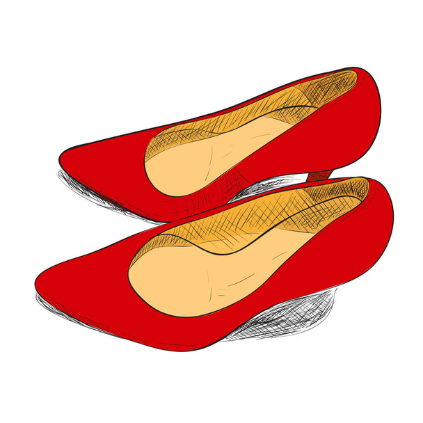 color sketch of female shoes. - Vektor, obrázek