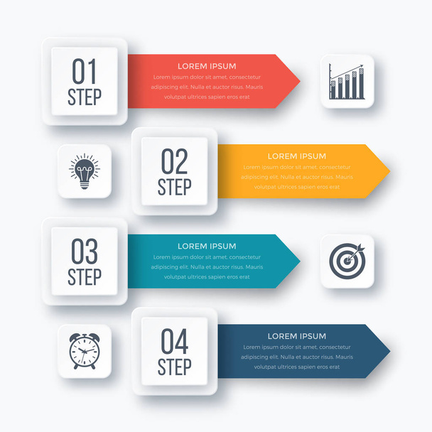 Infographics template four options with square - Vector, Imagen