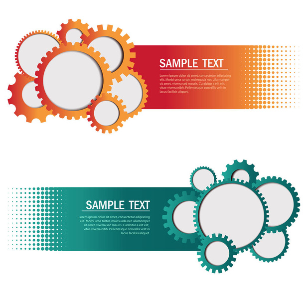 Set of two vector background with gears - Вектор,изображение