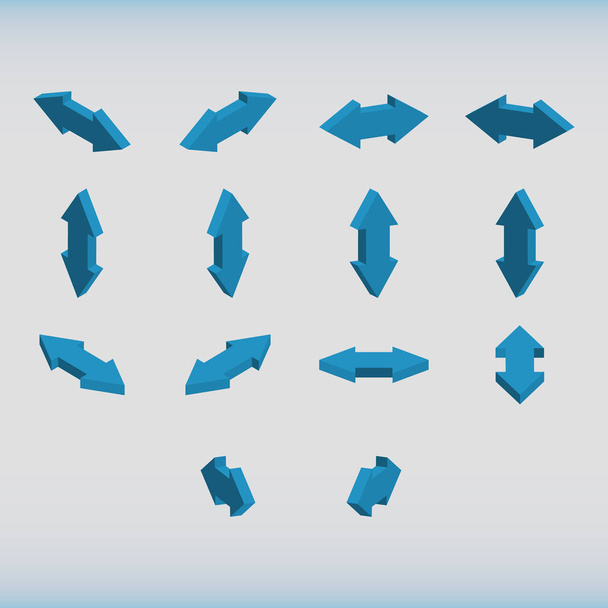 Set of isometric arrows blue color. - Vector, Image